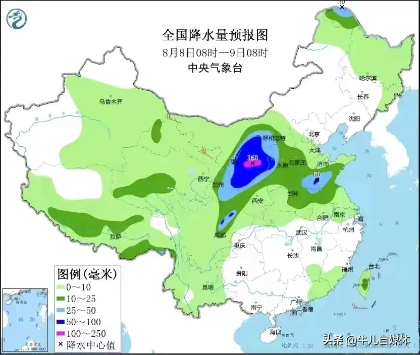 冷空气来袭，本轮强降雨形式大变，具体分布如下，8~9号天气预报